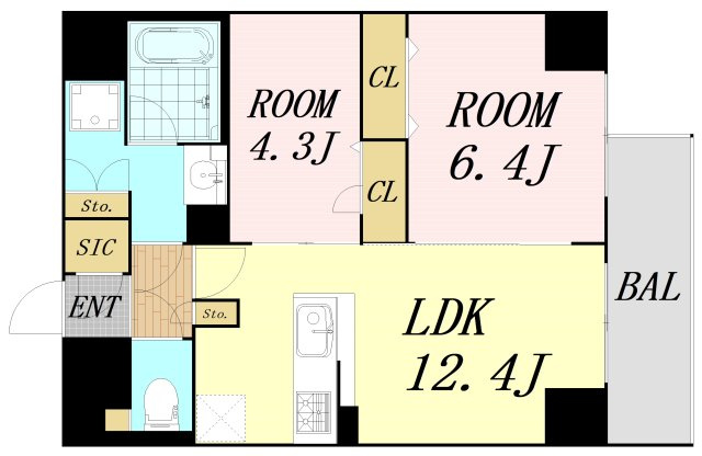 アーバネックス天満橋South　仲介手数料無料の間取り