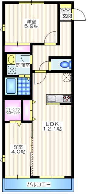 リバーシビックの間取り|角部屋２ＬＤＫのファミリータイプ