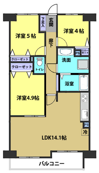 【間取り】 | ダイアパレス川越・霞ヶ関