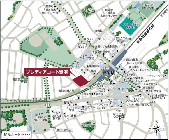 プレディアコート鷺沼の地図