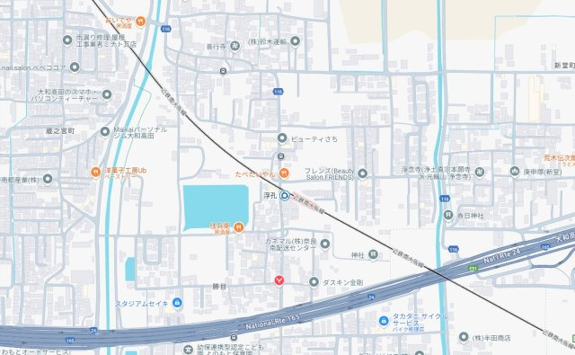 大和高田市田井　新築一戸建ての地図