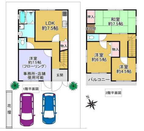 姫路市飾磨区今在家２丁目の一戸建ての間取り
