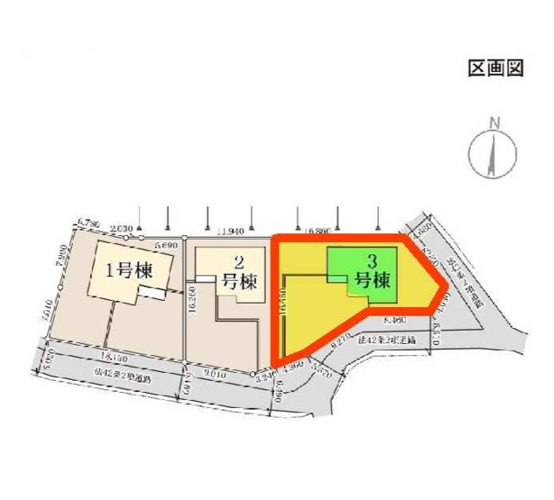 【区画図】 | 新築　桐生市広沢町第7　Livele Garden.S　3号棟 | 区画図　3号棟　南側接道幅員約5ｍ　東側接道幅員約4.6ｍ