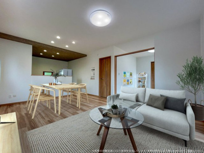 【居間・リビング】 | 【LDK　CG家具設置イメージ】
※画像に含まれる家具家電はCGで加工したイメージです。実際の物件には付帯しません。