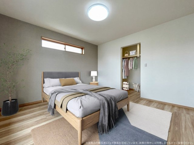 【寝室】 | 【主寝室　CG家具設置イメージ】
※画像に含まれる家具家電はCGで加工したイメージです。実際の物件には付帯しません。