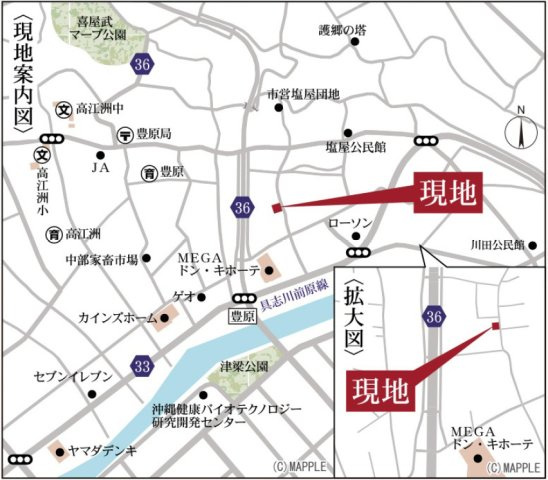 リーブルガーデンうるま市塩屋　1号棟の地図
