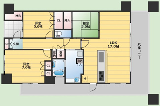 【間取り】 | ロジュマン千里中央 | コンパクトで使いやすい洋室です