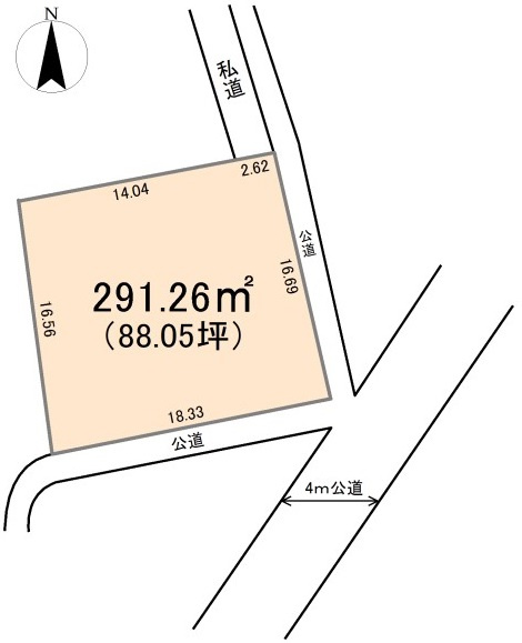 小川町木部  土地88坪の土地図