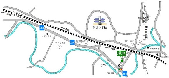 小川町木部  土地88坪の地図|東武東上線「東武竹沢」駅 徒歩３分
ＪＲ八高線「竹沢」駅 徒歩９分