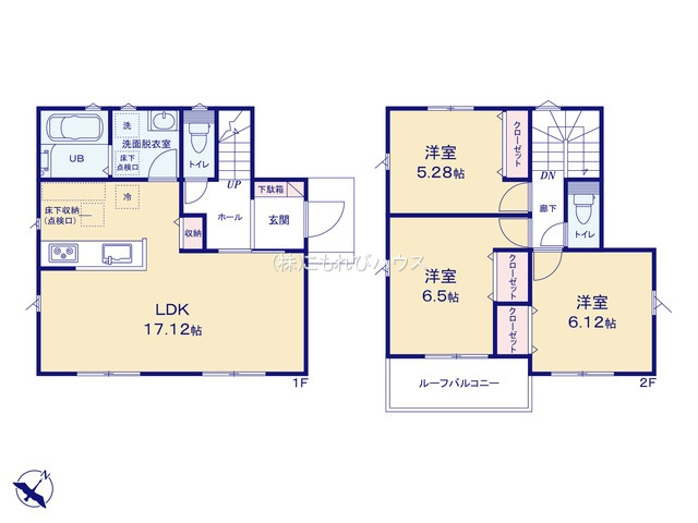 北本西高尾7丁目　24‐1期　新築一戸建て　リナージュ　02の間取り|北本西高尾7丁目　24‐1期　新築一戸建て　リナージュ　02、3LDK、土地面積105.57m2、建物面積84.04m2