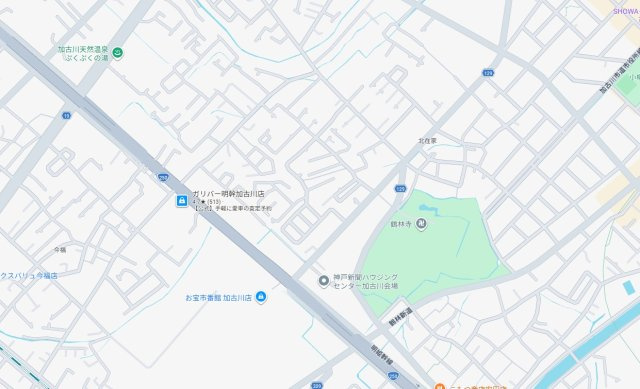 加古川市加古川町北在家　　山陽電鉄「尾上の松」徒歩15分の地図