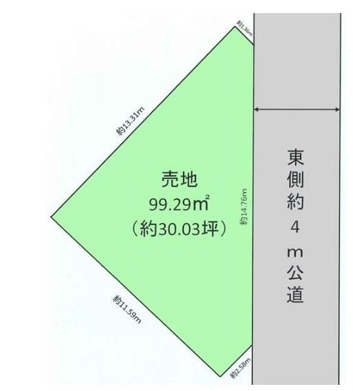 【土地】鶴ヶ島市鶴ヶ丘建築条件無し売地の土地図|土地図です