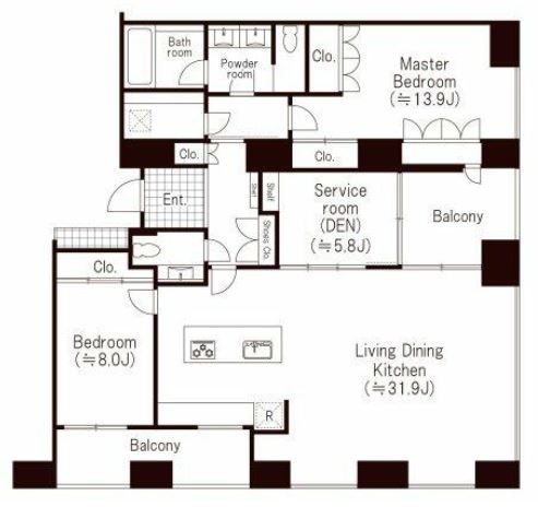 港区虎ノ門４丁目の賃貸マンションの間取り
