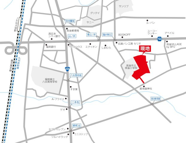 筑後長浜土地の地図