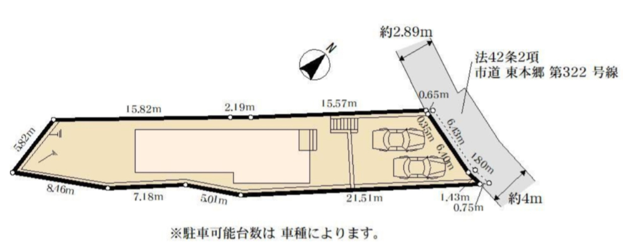 横浜市港北区小机町 新築戸建て【仲介手数料無料】カースペース2台の区画図
