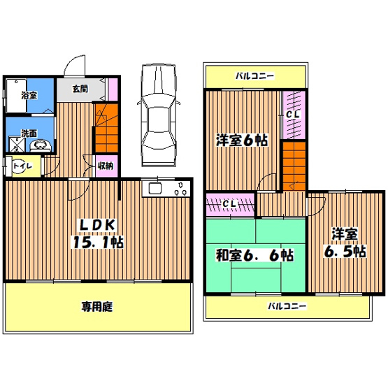 【間取り】 | ブリージングタウン百草園D