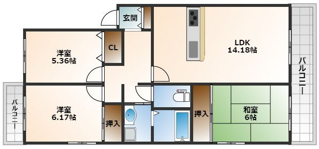 【間取り】 | グリーンビュー少路