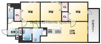【間取り】 | プレサンスNEO新深江リュミエル