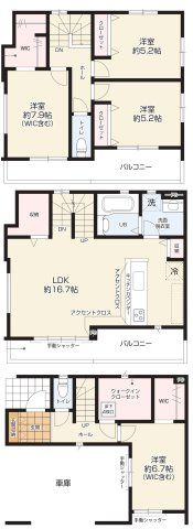 ケイアイスタイル名古屋市西区枇杷島2期　全1棟　新築住宅の間取り