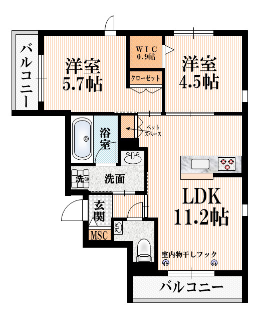 グロワール北新宿の間取り