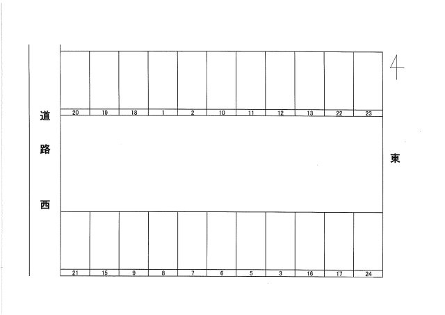 西本町(鈴木様)月極駐車場の区画図