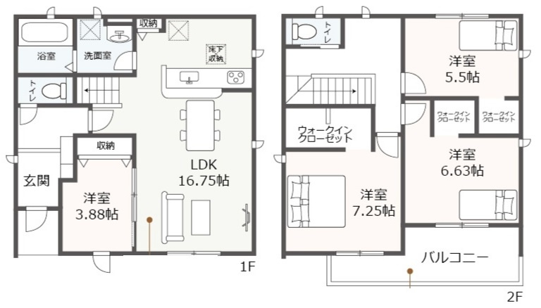 リーブルガーデン蟹江町本町九丁目　全3棟　新築住宅の間取り