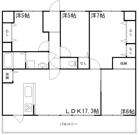 ロワイヤル飾磨　9階の間取り|4LDKです。
