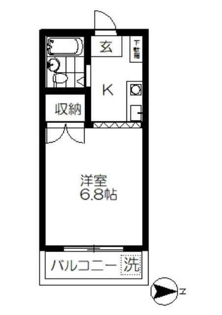 １Ｋ　　（洋６．８帖　Ｋ）