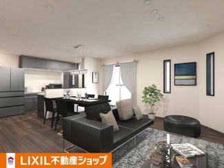 【外観】 | 右京区山ノ内山ノ下町　建築条件付 | 《ステージングイメージパース》
※家具・小物はCGによるインテリアイメージであり、家具の設置サイズを保証するものではございません。※家具配置はTV配線には配慮しておりません