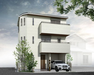 【外観】 | 右京区山ノ内山ノ下町　建築条件付 | 《外観イメージパース》
実際の色味や材質とは異なる場合がございます。