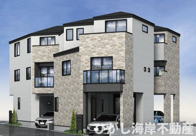 茅ヶ崎市浜竹　新築戸建　全３棟の外観パース|イメージパスですので実際のものと多少異なります。