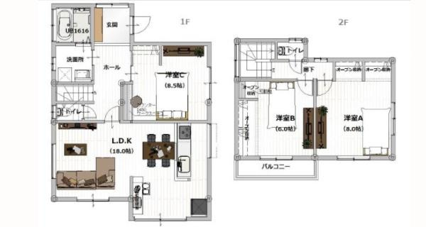 宮崎市本郷南方　中古戸建の間取り