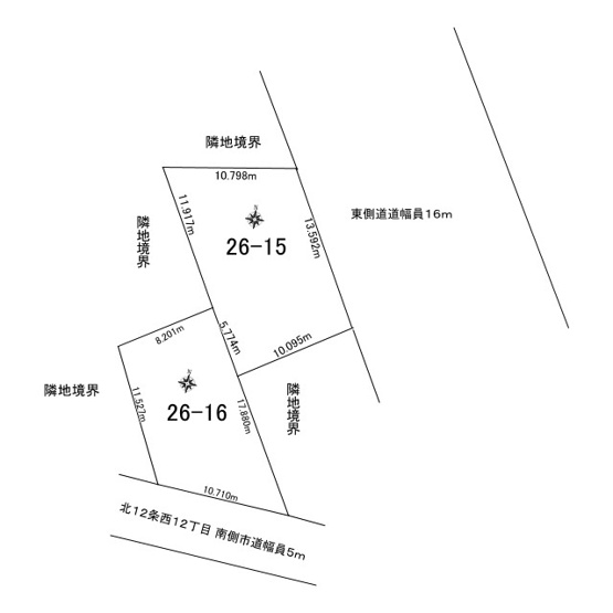 【区画図】 | 網走市海岸町６番１－１号、６番１－２号　中古売家