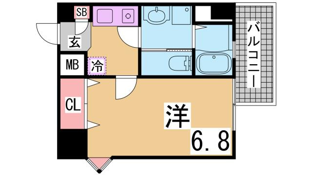 神戸市兵庫区中道通１丁目の賃貸マンションの間取り
