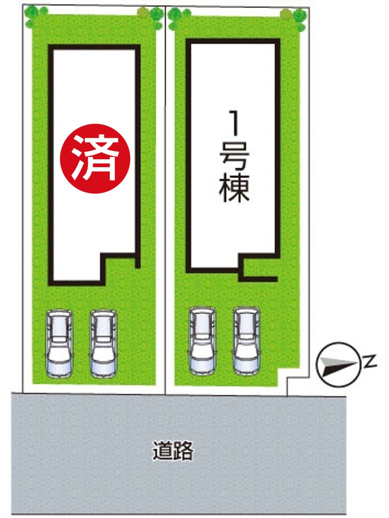 24(土)25(日)現地説明会　堺市南区槇塚台　ラスト1邸の区画図|全２区画・前面道路４．７ｍ
