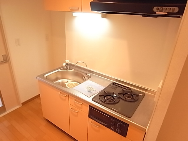 神戸市兵庫区永沢町４丁目の賃貸マンションのキッチン|システムキッチン（ガス２口）