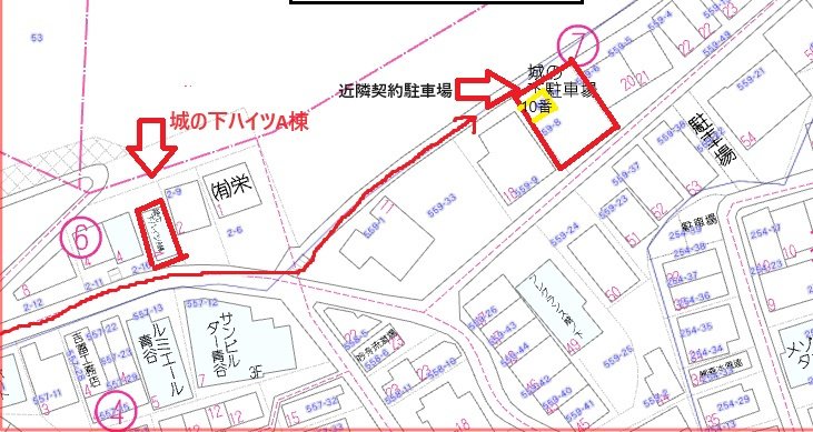 城ノ下ハイツ A棟の駐車場|最寄り契約駐車場