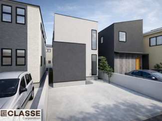 【外観パース】 | 宇治市五ケ庄芝ノ東　3区画2号地　売土地　建築条件付き | アトリエ仕様では、高性能断熱材（吹付断熱）を採用しておりますので、ZEH水準に適合しています。気密性・断熱性に優れているため、冬はあたたかく、夏は涼しい快適な住環境を実現できます。