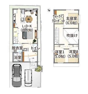 【参考プラン】 | 宇治市五ケ庄芝ノ東　3区画3号地　売土地　建築条件付き | 自由設計になりますので設計士と直接お話していただきオンリーワンのおうちづくりが可能です！需要の多いランドリールームも実現可能です。一緒に楽しくお家づくりをしていきましょう！