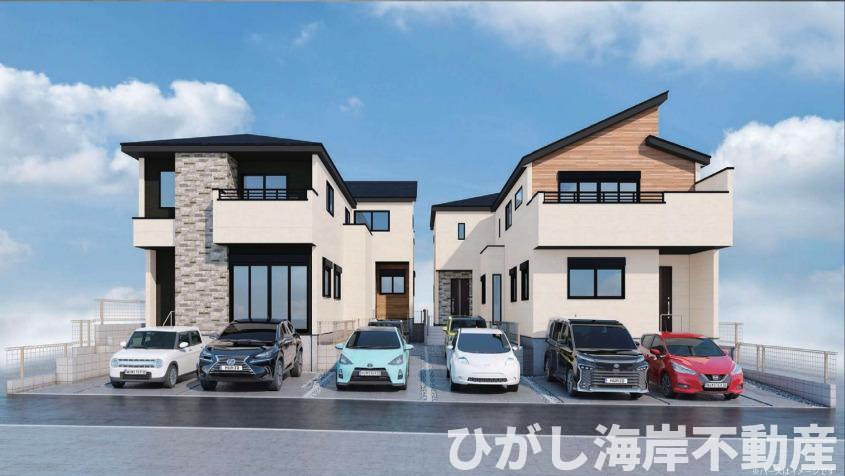 茅ヶ崎市ひばりが丘1期　新築戸建　全4棟の外観パース|イメージパスですので実際のものと多少異なります。