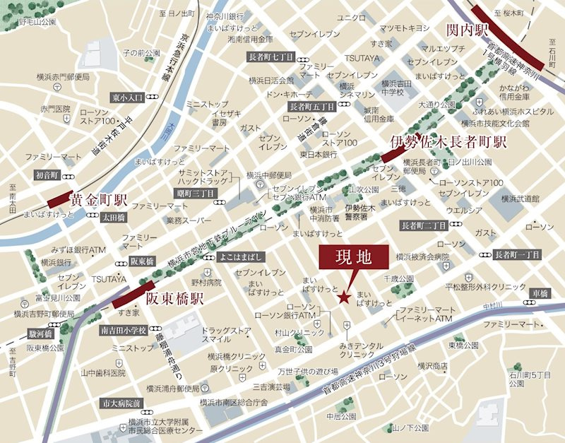 ハーモニーレジデンス横浜大通り公園EIRAKUの地図