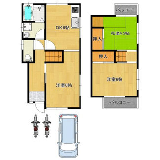 【間取り】 | 大野芝町　中古戸建 | 2面バルコニーで風通しの良い３DK♪