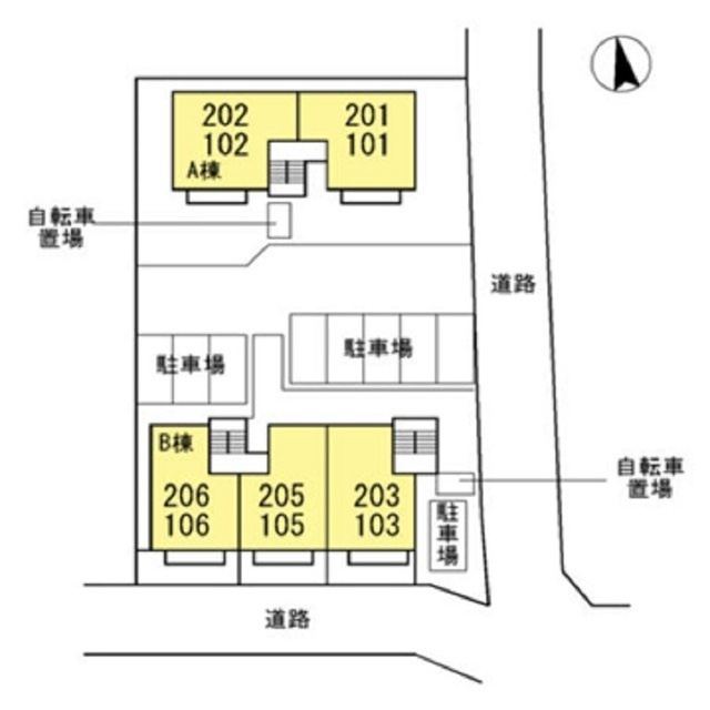 セジュール雅　Ａ棟　Ｂ棟の駐車場