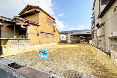 【前面道路含む現地写真】 | 城陽市市辺五島　注文住宅　建築条件付き　土地 | 【参考プラン情報】
北側には建物がなく開放的です(^^)/