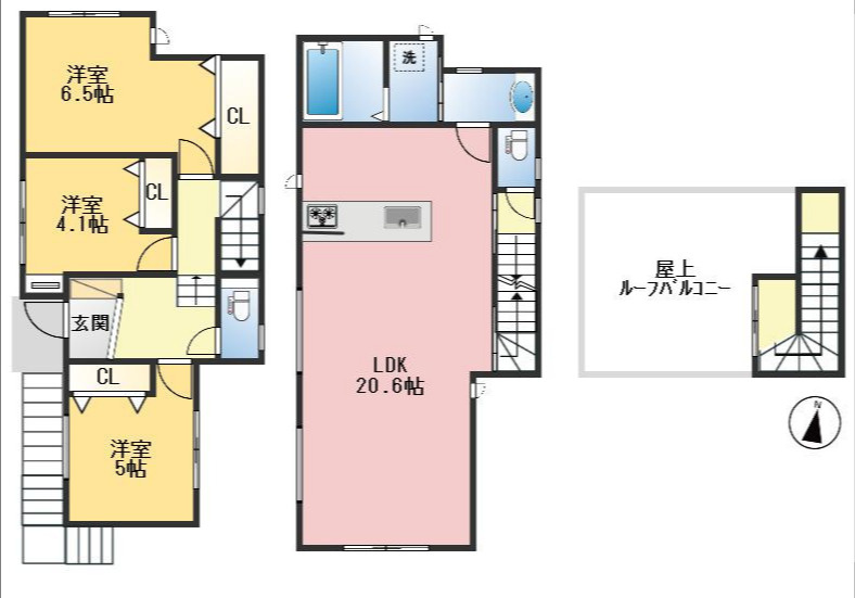 豊中市蛍池東町1丁目　新築戸建の間取り