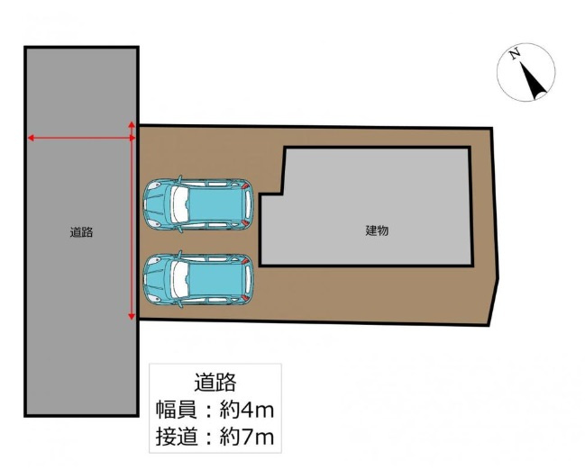 熊谷市柿沼　中古住宅の区画図|駐車は並列2台可能