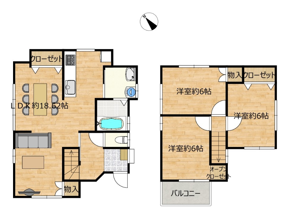 リフォーム済中古戸建　江南市飛高町本町　昭和60年築の間取り