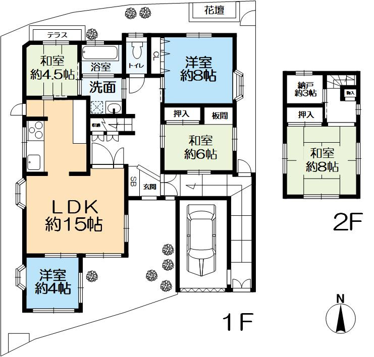 御陵峰ヶ堂町1丁目戸建の間取り