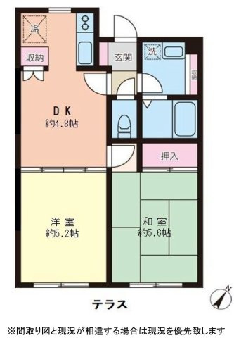 【間取り】 | スカイハイツ小町 | 2DKは、ダイニングキッチンと二つの居室がある間取りです。夫婦やカップル、小さなお子さんのいるご家庭などにに向いています。食事スペースとくつろぎの場を分けられ、それぞれの個室も確保できるのが魅力です。