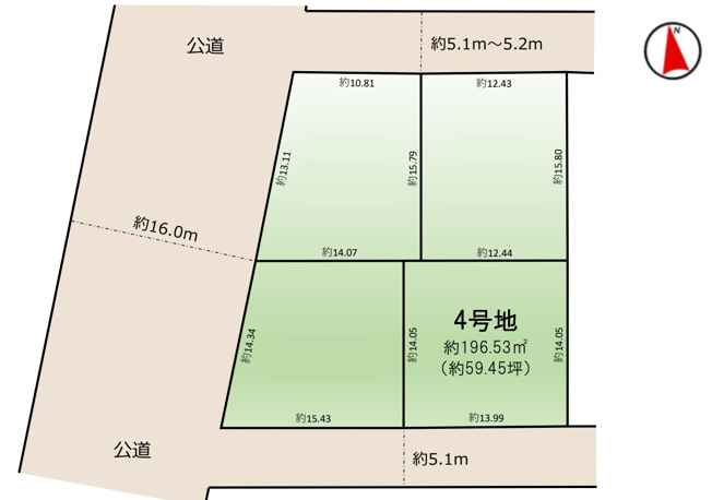 【土地図】 | 龍ヶ崎市野原町4期　全4区画